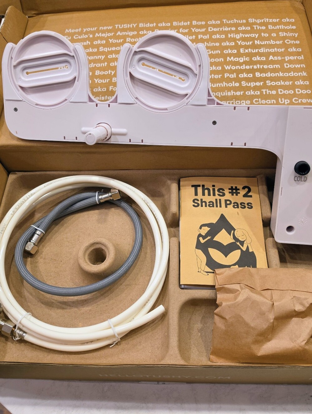 TUSHY Spa 3.0 Warm Water Bidet Toilet Attachment, white, bamboo
